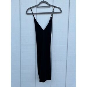 SEEK the‎ Label Black V-Neck Bodycon Mini Dress with Lace Up Back sz XS
